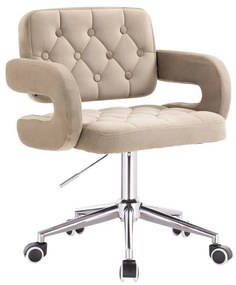 LuxuryForm DESIGN Kreslo ADRIA VELUR na striebornej podstave s kolieskami - latte