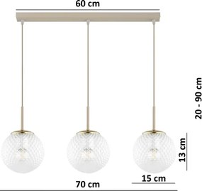 Brilagi - Závesný luster na lanku STELLA 3xE27/60W/230V béžová/zlatá