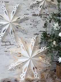 Biela antik kovová nástenná dekorácia snehová vločka Snowflake - 63*6 cm