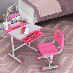 Detský rastúci písací stôl s nastaviteľnou výškou- ružový