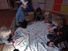 Butter Kings, TRHÁK: KOBEREC - OMAĽOVÁNKY - Dinosaur world, 130x130 (priemer) kruh, biela, detská izba