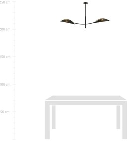 Luster na tyči LOTUS 2xE14/10W/230V čierna/zlatá