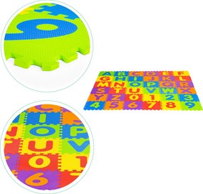 ECOTOYS Vzdelávacia EVA penová puzzle podložka 178×178 cm – 36 dielikov, písmená a čísla
