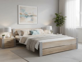 Posteľ IKAROS DOUBLE 180 x 200 cm, dub sonoma/sivá Rošt: S lamelovým roštom, Matrac: Bez matraca