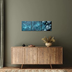 Obraz - Kamene tvaru srdca (s hodinami) (90x30 cm)