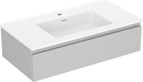 Mexen Orio, kúpeľňová skrinka 90 cm s umývadlom Otis, 1 zásuvka, šedá matná/biela matná, 91A10-09023-1-BF62-W18M01