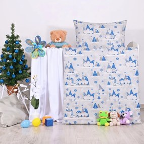 Vianočné obliečky Buddy modré EMI, Detský set 90x130 + 45x65