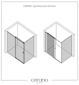 CERANO - Sprchovací kút Santoro Ľ/P - 8 mm - čierna matná, grafitové sklo - 140x70 cm - posuvný, CER-CER-8050BD7306