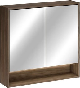 Koupelnová sestava Villa se zápustným umyvadlem a zrcadlem 80 cm ořech