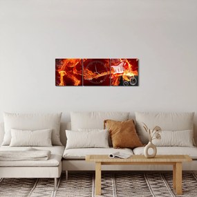 Obraz - Hudba v plameňoch (s hodinami) (90x30 cm)