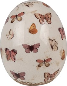 Béžová antik dekorácia vajcia s motýlikmi Butterfly Paradise M - Ø 10*12 cm