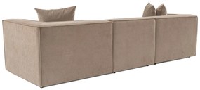 Trojmiestna pohovka Sora s rámom zo 100% hrabového dreva 325 x 102 cm, kapučínová