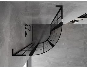 Mexen Mist L, štvrťkruhový sprchový kút s 2-krídlovými dverami, 100 x 100 cm, 8mm číre sklo, čierny profil, 8A32L-100-100-70-77