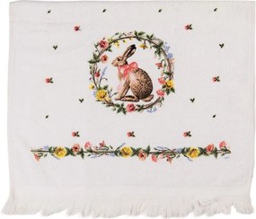 Biely froté kuchynský uterák s králikom - 40*66 cm