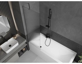 Mexen Next, 1-krídlová vaňová zástena 60 x 150 cm, 6mm sklo Ribs, brúsená grafitová, 895-060-000-00-09-66