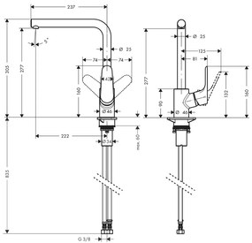Hansgrohe Focus M41, drezová batéria, čierna matná, HAN-31817670