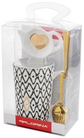 Florina Porcelánový hrnček s infuzérom Glitz, 350 ml