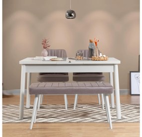Jedálenský set Dobuse 2 (biela + sivá) (pre 4 osoby). Vlastná spoľahlivá doprava až k Vám domov. 1093785