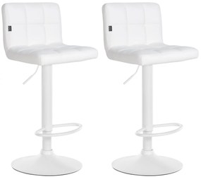 Barová stolička Feni (SET 2 ks) - koženka, biely rám - Biela