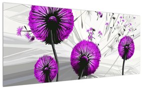 Moderný obraz fialových púpav (120x50 cm)