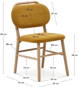 Jedálenská stolička v horčicovej farbe v súprave 2 ks Helda – Kave Home