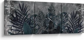 Obraz - Palmové listy (s hodinami) (90x30 cm)