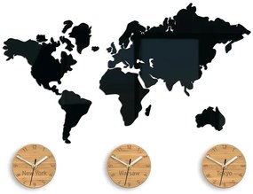 3D nalepovacie hodiny Earth čierne