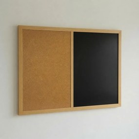 Toptabule.sk  Kombinovaná tabuľa čierna v drevenom ráme NATURE LINE Svetlý dub 90x60 cm