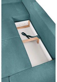 Tyrkysovomodrá menčestrová rozkladacia rohová pohovka (pravý roh/do tvaru "U") Tori – Bonami Selection