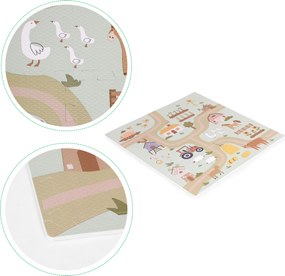 ECOTOYS Detská EVA penová podložka – puzzle Farma 90,5×90,5 cm, 21 dielov, písmená a čísla