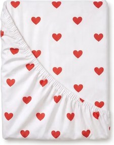 Kvalitex Bavlnené napínacie prestieradlo 90x200 cm - Srdiečka červené