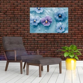 Obraz - Fialky vo vode (90x60 cm)
