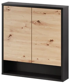 Závěsná horní koupelnová skříňka Mossa 72 60 cm dub Artisan/černá