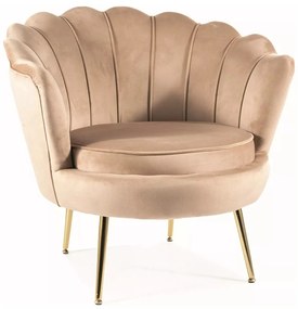Designové křeslo Camellia samet béžové/zlaté