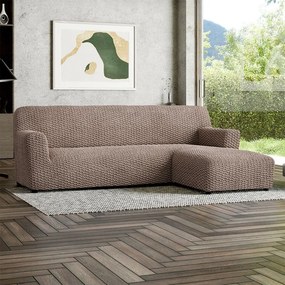 Bielastické poťahy MOSAICO orieškové sedačka s otomanom vpravo (š. 170 - 300 cm)