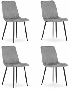 Set 4 kresiel LAVA - svetlosivý zamat
