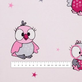 Biante Detské bavlnené posteľné obliečky do postieľky Sandra SA-726 Ružové sovičky na bledo ružovom Do postieľky 90x140 a 50x70 cm