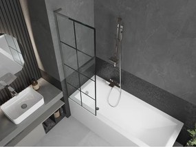 Mexen Next L, 1-krídlová vaňová zástena 60 x 150 cm, 6mm číre sklo-čierny vzor, chrómový profil, 895-060-000-03-77-01