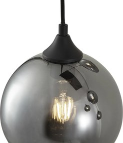 Art Deco závesná lampa čierna s dymovým sklom 5-svetiel - Wallace