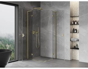 Mexen Mist-H L Duo, 2-krídlový sprchový kút 95 x 95 cm, číre sklo, zlatý lesklý profil, 8A5L-095L-095P-50-00