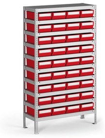 Regál s plastovými boxmi ShelfBox, 1600 x 800 x 300 mm, 36x box D