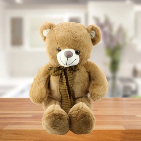 LEAN Toys Plyšový medvedík s hnedou mašľou pruhovaný 60 cm
