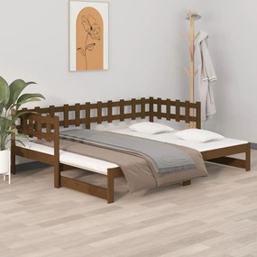 Rozkladacia denná posteľ medová 2x(80x200) cm borovicový masív