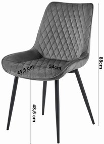 Set štyroch jedálenských stoličiek VERDO zamatové ružové / čierne nohy (4 ks)
