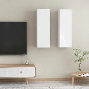 TV skrinky 2 ks lesklé biele 30,5x30x90 cm drevotrieska