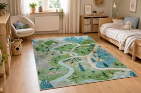 Detský koberec protišmykový BAMBINO 61550 zelený / sivý
