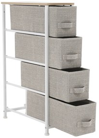 Komoda OFELIA s látkovými zásuvkami, biela