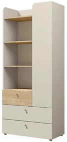 Regál Yuki 3 Sivá Béžová/Olejovaný Dub