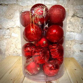 DECOLED Sada vianočných ozdôb červené plastové gule 8 cm, balenie 20 ks