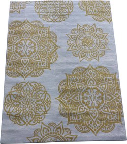 žiadna značka Moderný plyšový koberec so zlatými kvetmi 200x300